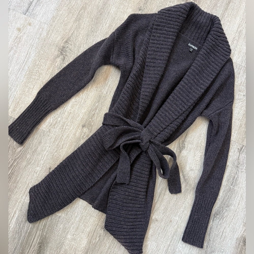 Express Brown Belted Cardigan Sweater